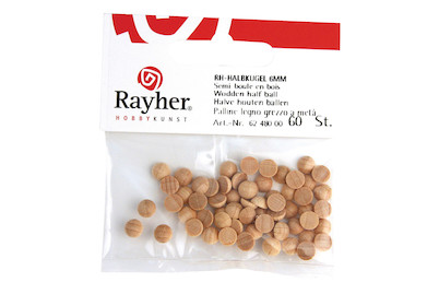 Image of Rayher Rohholz-Halbkugeln Ungebohrt | ⌀ 3 cm | 4 Stück
