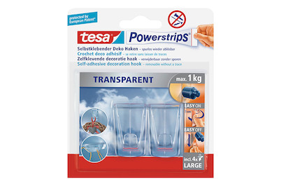 Tesa Crochets décoratifs autocollants Powerstrips Transparent | jusqu