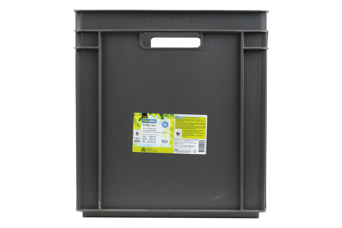 Utz Rako Oecoplan Bac empilable Gris Foncé | 60 × 40 × 42.5 cm | 90 l