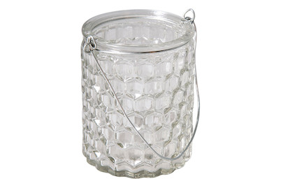 Image of Rayher Glasgefäss Wabe mit Henkel | 7.5 × 7.5 × 9 cm | 200 ml