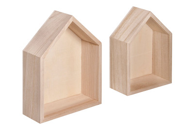 Image of Rayher Holz Rahmen Häuser FSC Mix Credit | 14 × 10 × 4 + 12.5 × 8.5 × 4 cm