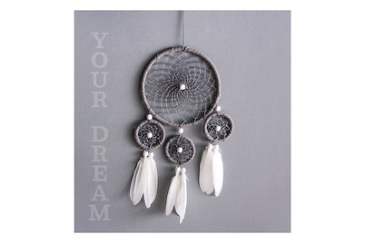 Image of Rayher DIY-Set Traumfänger Grau-Weiss | 17 × 33 cm