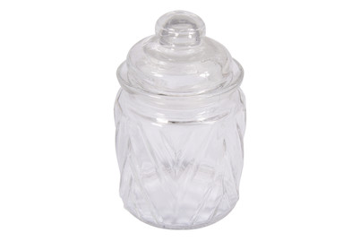Image of Rayher Glasgefäss mit Glasdeckel Chevron | ⌀ 8 cm | 12.5 cm | 280 ml