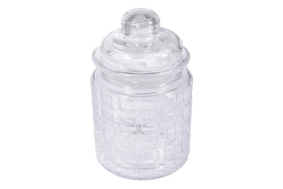 Image of Rayher Glas-Gefäss mit Glasdeckel Karos | ⌀ 8 cm | 12.5 cm | 280 ml
