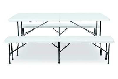 Home and More Set Panche da Festa Albi Bianco | 180 × 75 × 72 cm | max. 300 kg