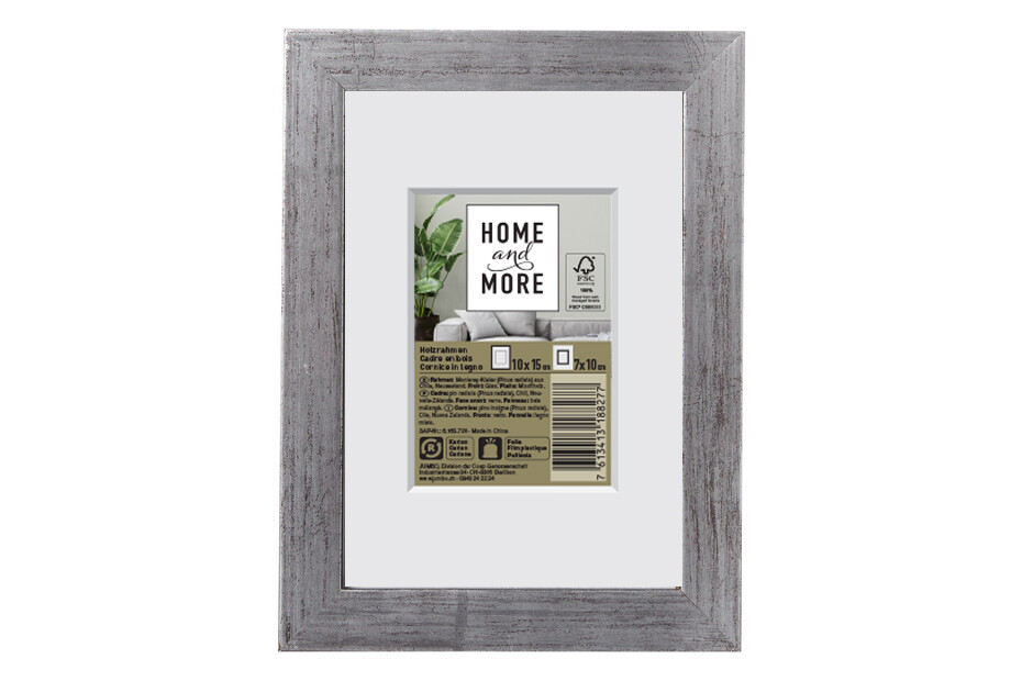 Home and More Cornice per foto L34 | 10 x 15 cm | Argento | Legno