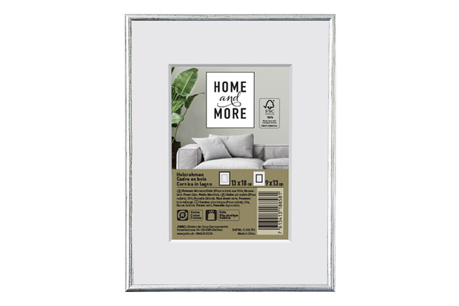 Home and More Cornice per foto L3 | 13 x 18 cm | Argento | Legno