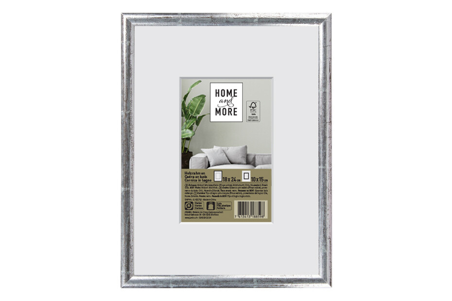 Home and More Cornice per foto L3 | 18 x 24 cm | Argento | Legno