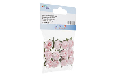 Glorex Röschen mit Draht Rosa | 18 mm | 12 Stück kaufen bei JUMBO