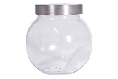 Rayher Bonbonnière en verre avec couvercle en métal | 12,5 × 8,5 × 12,5 cm