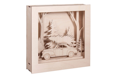 Image of Rayher Holzbausatz 3D-Motivrahmen Auto | 25.5 × 26 × 6.6 cm