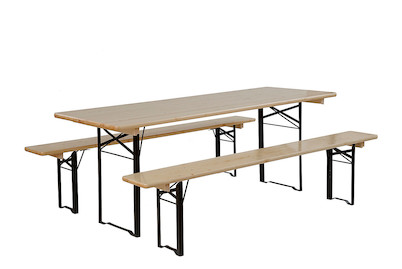 Home and More Set da festa con tavolo e panchine in Abete | 200 × 70 × 74 cm | 200 × 25 × 50 cm