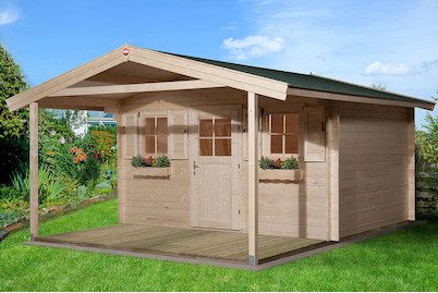 Weka Maison de jardin 110 A Taille 2 avec auvent | 5.8 × 3.8 m