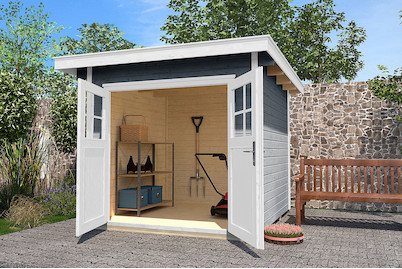 Weka Capanno da giardino 179 Gr.3 con porta doppia e tetto piano | 2.4 × 3 m