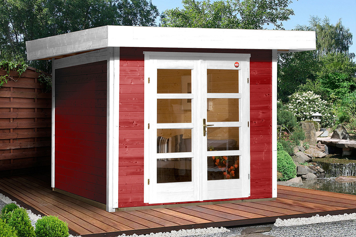 Weka Designhaus 126 con tetto piatto e porta vetrata | 2.4 × 3 m