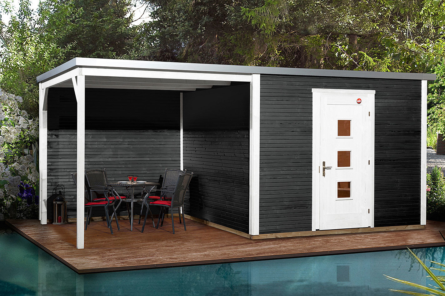 Weka Designhaus WekaLine 413 B mit Flachdach Anthrazit | 3 × 6 m