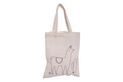 Image of Rayher Baumwolltasche mit Lama-Druck | 20 × 25 cm