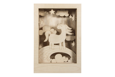Image of Rayher Holzbausatz 3D-Motiv Einhorn | 20 × 30 × 6.5 cm | 13-teilig