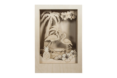 Image of Rayher Holzbausatz 3D-Motiv Flamingo | 20 × 30 × 6.7 cm | 10 Stück