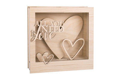 Image of Rayher Holzbaus 3D-Motivrahmen All Love | 24 × 24 × 6 cm | 16 Stück