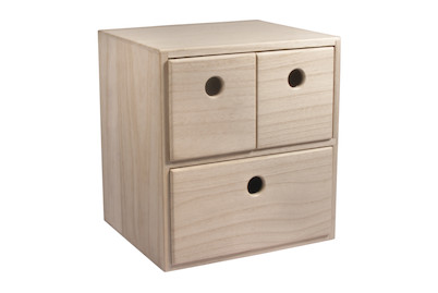 Image of Rayher Holzkommode mit 3 Schubladen | 21 × 18 × 23 cm