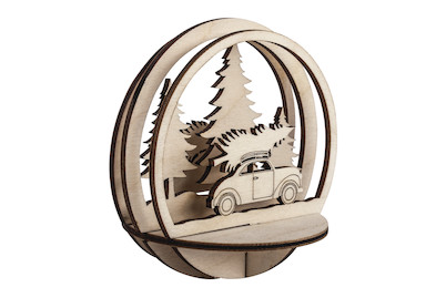 Image of Rayher Holz-Steckfiguren Auto und Baum | ⌀ 10 cm | 5 Stück