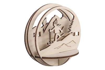 Image of Rayher Holz Steckfiguren Skifahrer | ⌀ 10 cm | 5 Stück