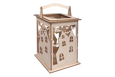 Rayher Lanterne en bois Chauve-souris avec poignée | 15,3 × 15,3 × 26,5 cm