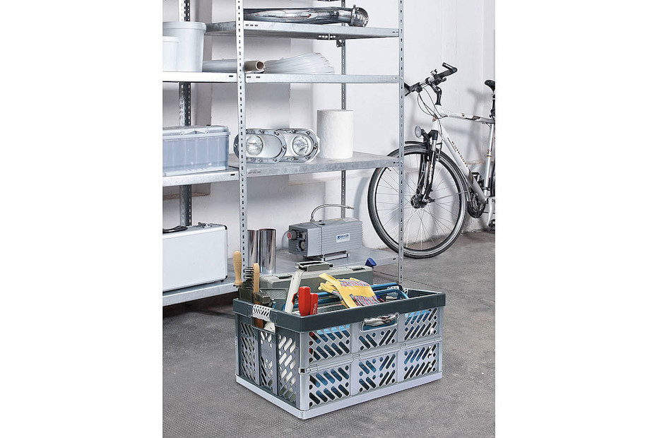 Keeeper Casier Pliant Lea 32 L Bleu/Taupe – Bac De Rangement Voiture Alimentaire Avec Poignées Souples, Sans BPA