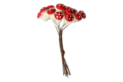 Glorex Funghi decorativi con filo Rosso | 1.2 × 1.6 cm | 12 pezzi