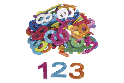 Image of Rayher Moosgummi Zahlen Glitter Selbstklebend | 3 cm | 100 Stück