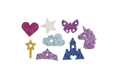 Image of Rayher Moosgummi Märchen-Mix Glitter Selbstklebend | 3-4 cm | 80 Stück