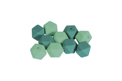 Image of Rayher Silikonperlen Hexagon Türkis | 14 mm | 10 Stück