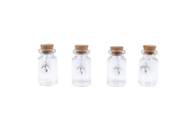 Rayher Bottigliette di vetro con Charm Piedini di Bambino | ⌀ 2 cm | 4 pezzi