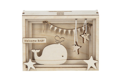 Image of Rayher 3D-Geschenkbox Baby aus Holz | 11.5 × 8.5 × 5 cm | 15 Teile