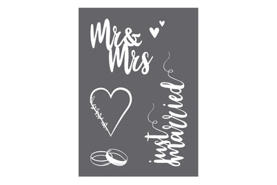 Pochoir de sérigraphie Mariage A4, 1 pochoir+1 spatule, sct.-LS