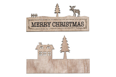 Image of Holzdeko m. Schrift Merry Christmas , 11x6,7cm, 2-tlg., SB-Btl 1Stück