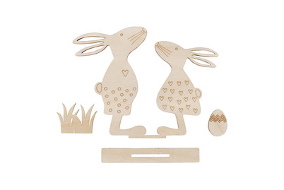 Rayher Motivo in legno Amici di Pasqua | 20.3 × 15.5 cm | 4 pezzi
