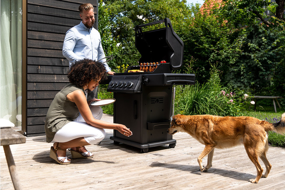 Barbecue A Gas Canada - 3 Bruciatori Acciaio Inox, Griglie Ghisa, Nero - Con Termometro E Ruote - Foto 3