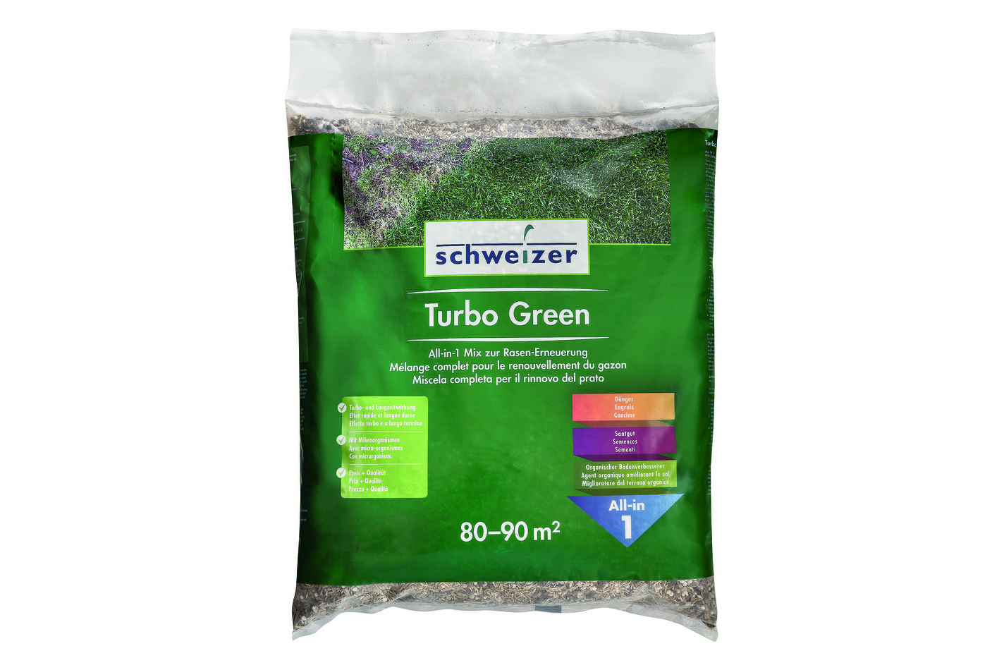 Schweizer Fertilizzante per prato Turbo Green | 4,5 kg | 80 m²
