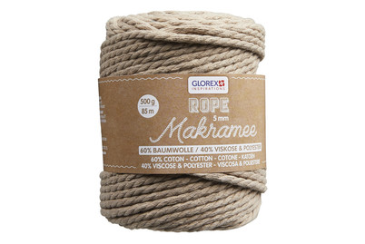 Glorex Corda per Macramè Torsa Marrone Chiaro | ⌀ 5 mm | 500 g