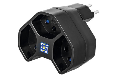 Image of Steffen Mehrfachadapter Manta 3 × Typ 13 drehbar 320° Schwarz