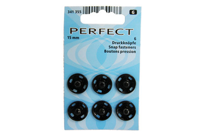 Image of Perfect Annäh-Druckknöpfe Schwarz | 15 mm | 6 Stück