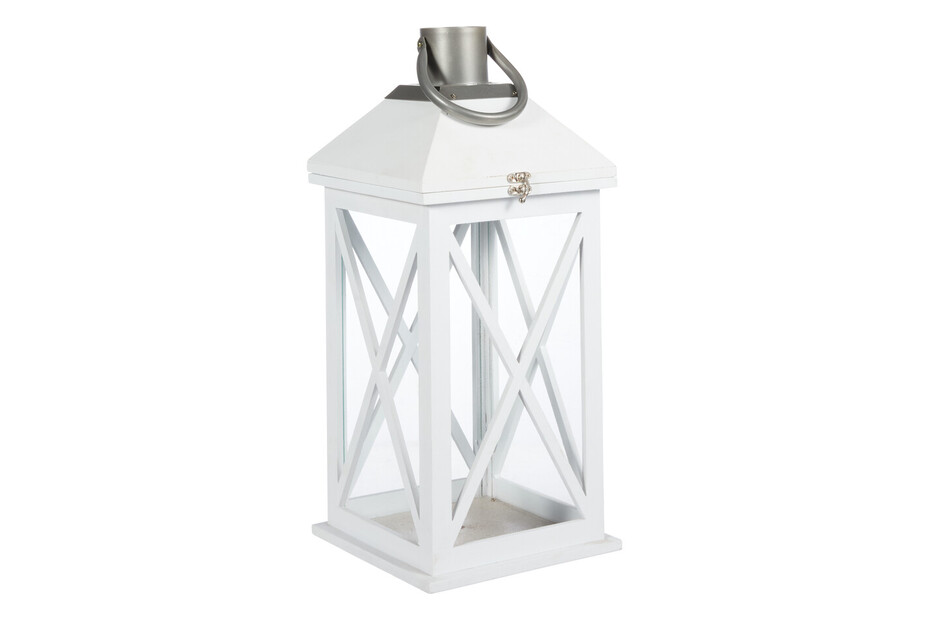 My Home Laterne Holz Metall Weiss