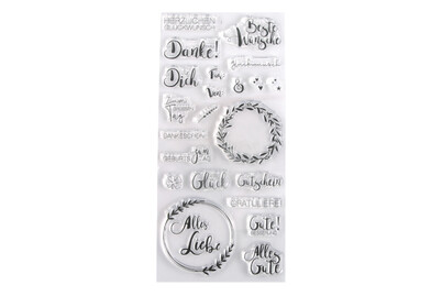 Clear Stamps - Viele Wünsche , 97x205mm, 22 motivi, bus.blis. 1foglio