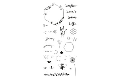 Image of Rayher Clear Stamps Bienensommer | 9.7 × 20.5 cm | 28 Stück