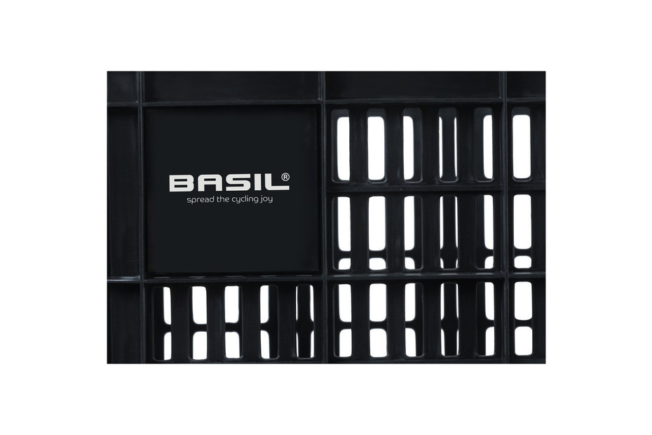 Basil Crate M Coffre De Vélo Noir Unisexe Pour Adultes - 40 Cm X 33 Cm X 25 Cm, 33 Litres, Compatible Porte-Bagages Avant