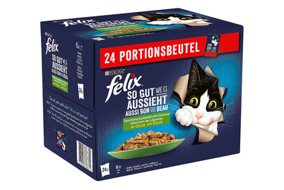 Viande et poisson aux légumes en gelée Felix Aussi bon que beau 24x85g