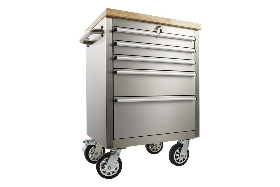 Chariot d'atelier Ayce en acier inoxydable