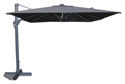 Home and More Ampelschirm Madeira Anthrazit | 3 × 3 m mit LED Solarbeleuchtung